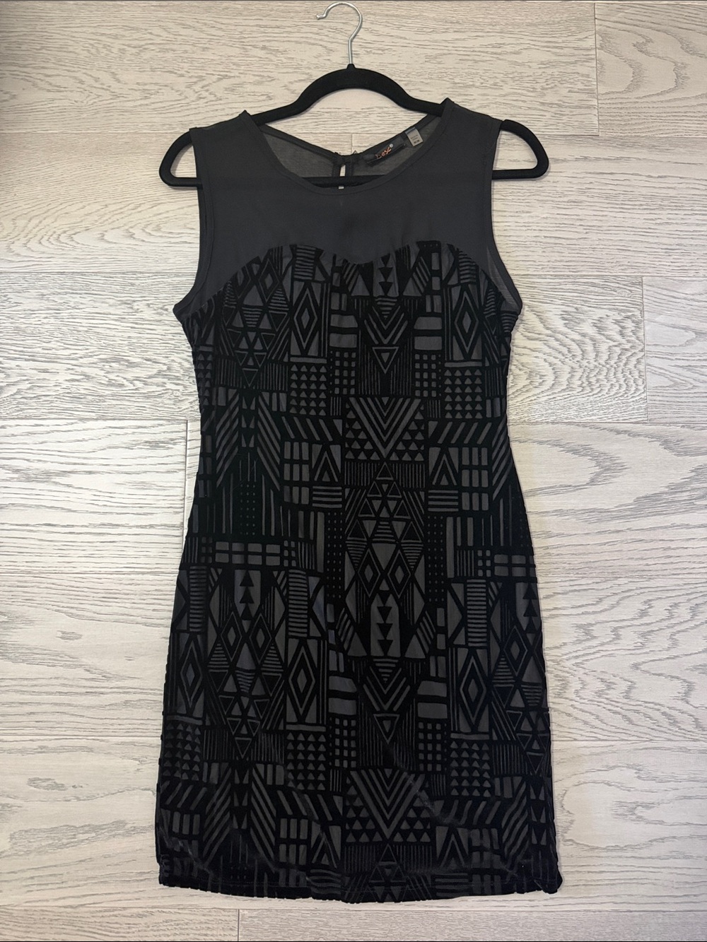 Dex Black Sleeveless Geometric Mini Dress